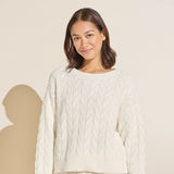 Eberjey Cable Knit Recycled Sweater Crewneck - Ivory