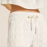 Eberjey Cable Knit Recycled Sweater Straight Leg Pant - Ivory