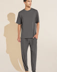 Model wears Henry TENCEL™ Modal Short Sleeve & Pant PJ Set in Storm Gray.