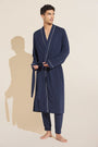 Model wears William TENCEL™ Modal Robe in True Navy/Ivory.