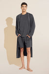 William TENCEL™ Modal Robe - Charcoal Heather/Ivory