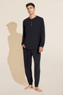 Model wears Henry TENCEL™ Modal Long PJ Set in Black.