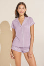 Model wears Model wears Gisele TENCEL™ Modal Shortie Short PJ Set in lavender/ivory.