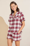 Flannel Short PJ Set - Tartan Plaid Haute Red Ivory