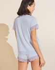 Model wears Malou TENCEL™ Modal Shortie Short PJ Set in Ice Blue.