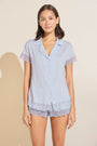 Model wears Malou TENCEL™ Modal Shortie Short PJ Set in Ice Blue.