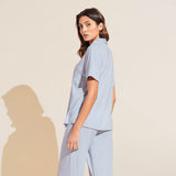 Eberjey Gisele TENCEL™ Modal Short Sleeve Cropped PJ Set - Ice Blue/Ivory