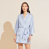Eberjey Inez Washable Silk Short Robe - Powder Blue