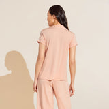 Eberjey Gisele TENCEL™ Modal Short Sleeve Cropped PJ Set - Peach Parfait/Ivory