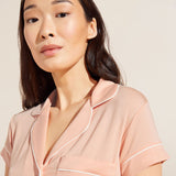 Eberjey Gisele TENCEL™ Modal Short Sleeve Cropped PJ Set - Peach Parfait/Ivory