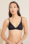 Soft Stretch Recycled Lace Triangle Bralette - Black