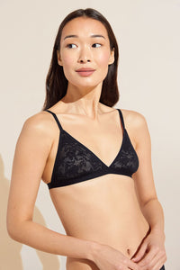 Soft Stretch Recycled Lace Triangle Bralette - Black