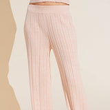 Eberjey Infinite Organic Cotton Blend Sweater Rib Straight Leg Pant - Peach Parfait Marl