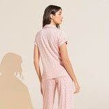 Eberjey Gisele Printed TENCEL™ Modal Short Sleeve Cropped PJ Set - Double Diamond Rouge Pink/Rouge