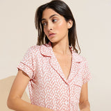 Eberjey Gisele Printed TENCEL™ Modal Short Sleeve Cropped PJ Set - Double Diamond Rouge Pink/Rouge