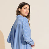 Eberjey Gisele Printed TENCEL™ Modal Boyfriend Sleepshirt - Nordic Stripe Vista Blue
