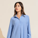 Eberjey Gisele Printed TENCEL™ Modal Boyfriend Sleepshirt - Nordic Stripe Vista Blue