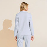 Eberjey Organic Pima Cotton Notch Collar Top & Pant PJ Set - Ice Blue