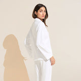 Eberjey Organic Pima Cotton Notch Collar Top & Pant PJ Set - White