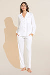 Organic Pima Cotton Notch Collar Top & Pant PJ Set - White