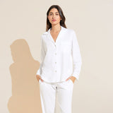 Eberjey Organic Pima Cotton Notch Collar Top & Pant PJ Set - White