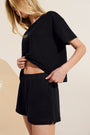 Model wears Organic Linen Knit Short in Black.