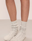 Model in Cozy Socks in Lt. Heather Grey.