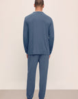 Model wears Henry TENCEL™ Modal Long PJ Set in Coastal Blue.