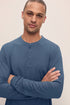 Model wears Henry TENCEL™ Modal Long PJ Set in Coastal Blue.