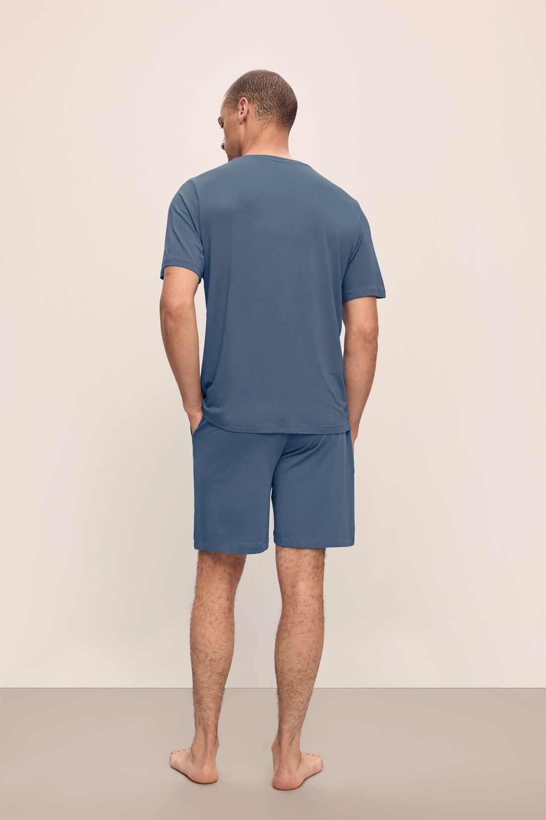 Model wears Henry TENCEL™ Modal Short PJ Set in Coastal Blue.