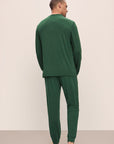 Model wears Henry TENCEL™ Modal Long PJ Set in Forest Green.