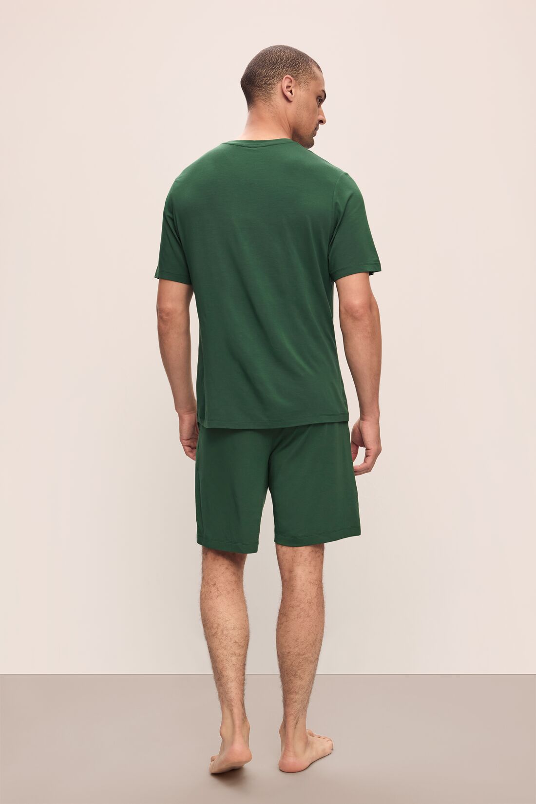 Model wears Henry TENCEL™ Modal Short PJ Set in Forest Green.