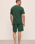 Model wears Henry TENCEL™ Modal Short PJ Set in Forest Green.