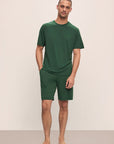 Model wears Henry TENCEL™ Modal Short PJ Set in Forest Green.