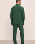 Model wears William TENCEL™ Modal Long PJ Set in Forest Green/Ivory.