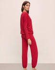 Model wears Gisele TENCEL™ Modal Slouchy PJ Set in Haute Red/Haute Red.