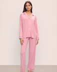 Image of model wearing Gisele TENCEL™ Modal Long PJ Set in Rose Quartz/Petal Pink