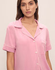 Detail image of  model wearing Gisele TENCEL™ Modal Relaxed Short PJ Set in Rose Quartz/Petal Pink