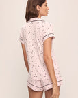 Back image of model wearing Gisele Printed TENCEL™ Modal Shortie Short PJ Set in Little Heart Sorbet Pink/Black