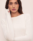 Model is wearing Gisele Tencel™ Modal Long Sleeve in Ivory