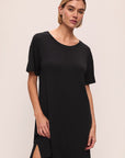 Model wears Gisele TENCEL™ Modal Everyday Short Sleeve Sleepshirt in black.