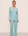 Model is wearing Gisele Tencel™ Modal Long Pj Set in Canal Blue/Ivory