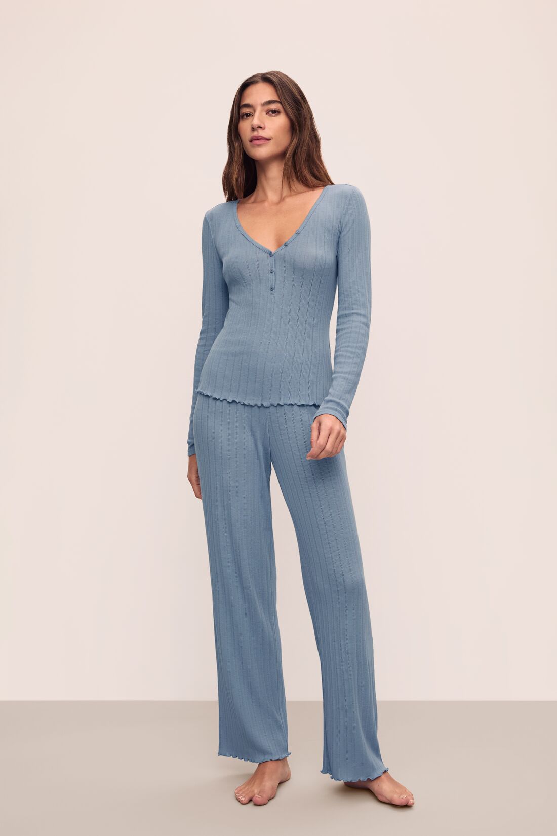 Pointelle V Neck Henley – Eberjey