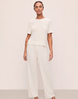 Model is wearing Pointelle Pant in Ivory