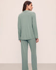 Model is wearing Gisele TENCEL™ Modal Long PJ Set in Eucalyptus/Ivory