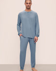 Model is wearing Henry TENCEL™ Modal Long PJ Set in Faded Denim