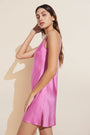 Model wears Inez Washable Silk Short Slip in Italian Rose.