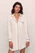 Model wears Gisele TENCEL™ Modal Sleepshirt in Pure Ivory/Navy