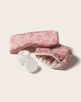 Image of Washable Silk Printed Eye Mask in Bloomscape Misty Rose/Mesa Rose and Reversible pouch