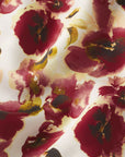 Fabric detail shot of Washable silk Botanical Flower Merlot